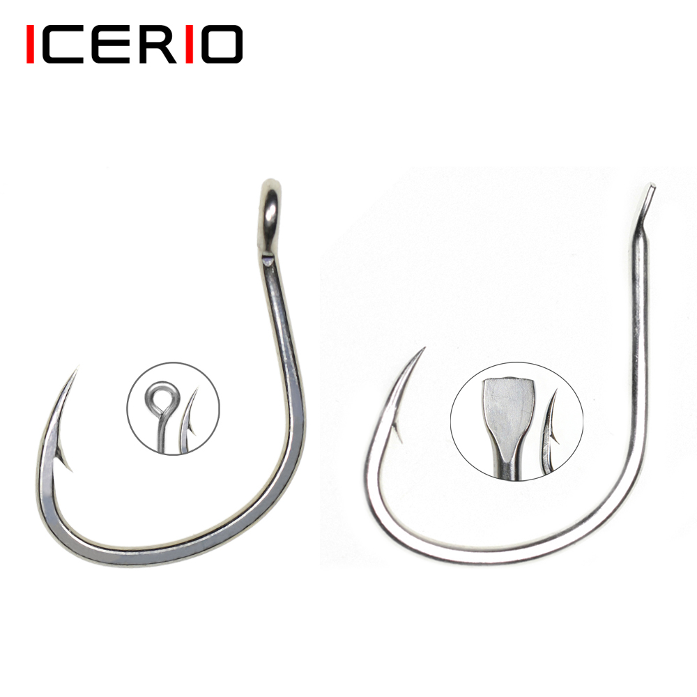 Fishing Hook Offset - 10 шт., матовые рыболовные крючки ICERIO
