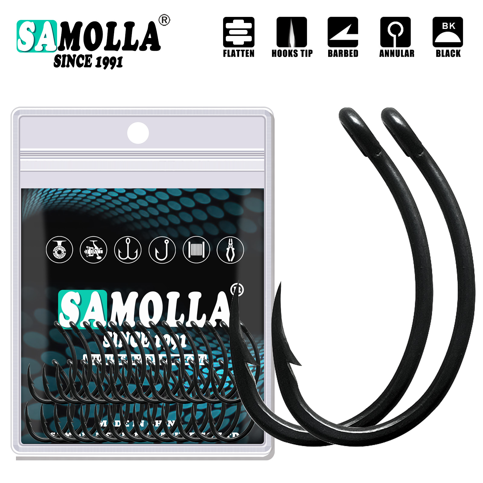 Fishing Hook Offset - 50 шт. крючки для ловли карпа