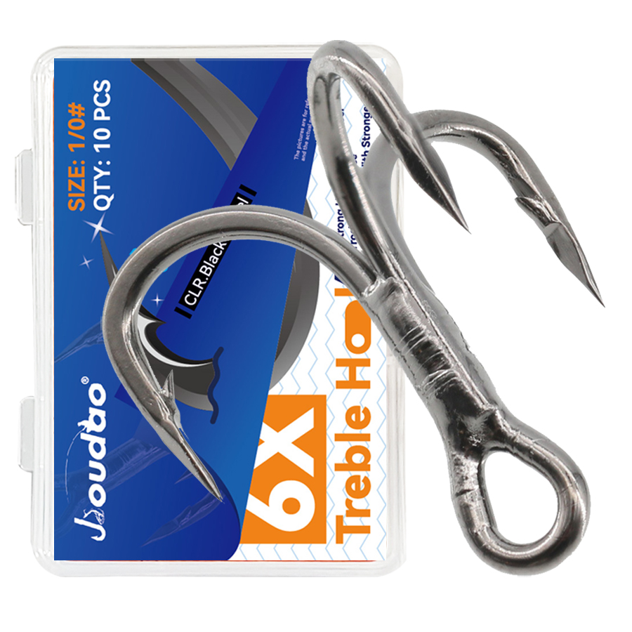 Fishing Hook Offset - 6X рыболовные тройные крючки, черные, 10