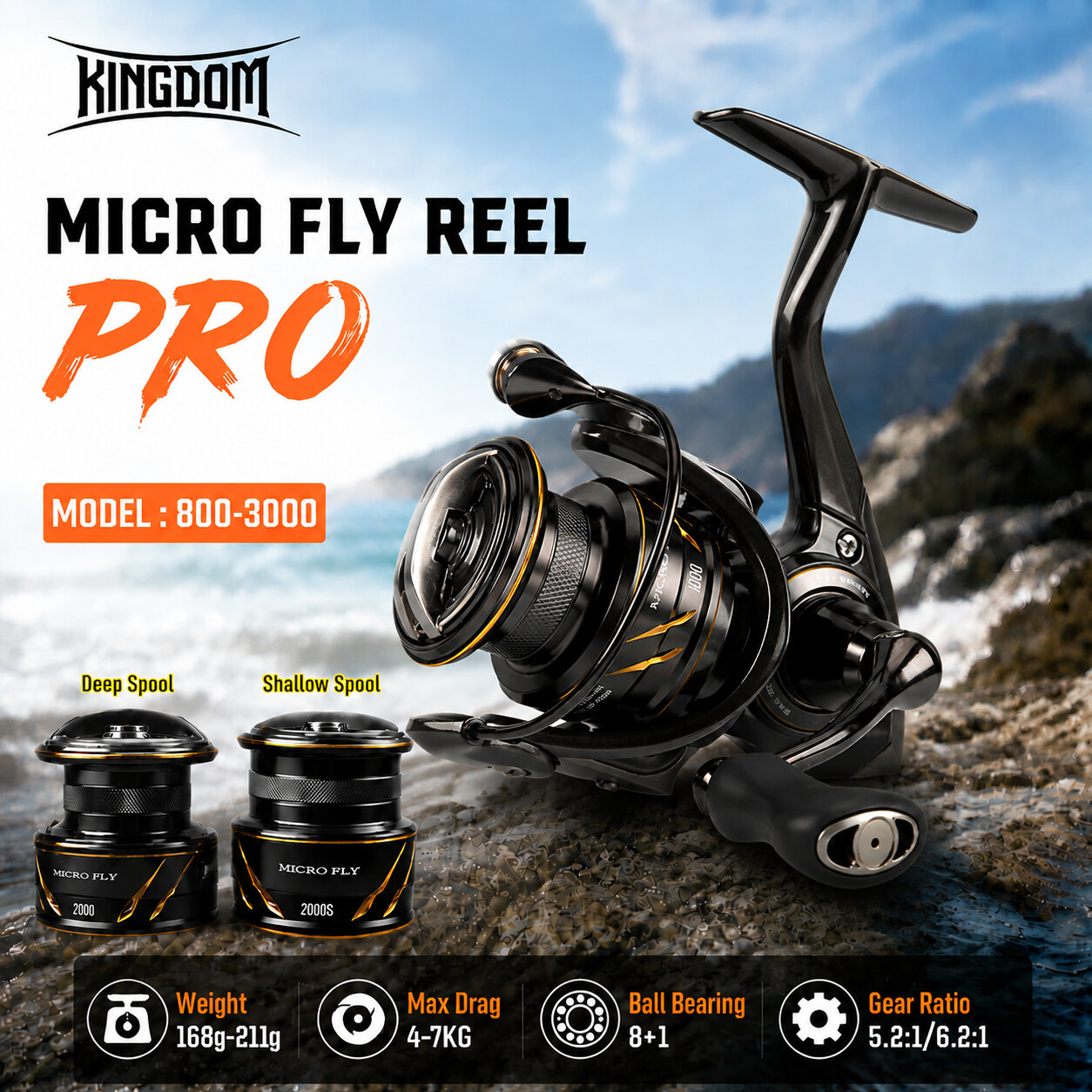 Kastking Reel Zephyr - Рыболовная спиннинговая катушка Kingdom Micro Fly