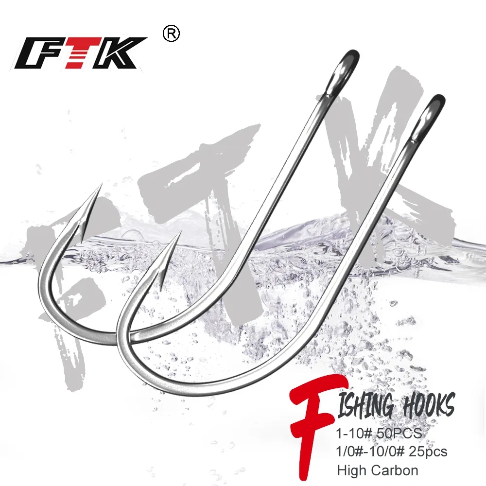 Fishing Hook Offset - Рыболовные крючки FTK 1-10 # 50шт