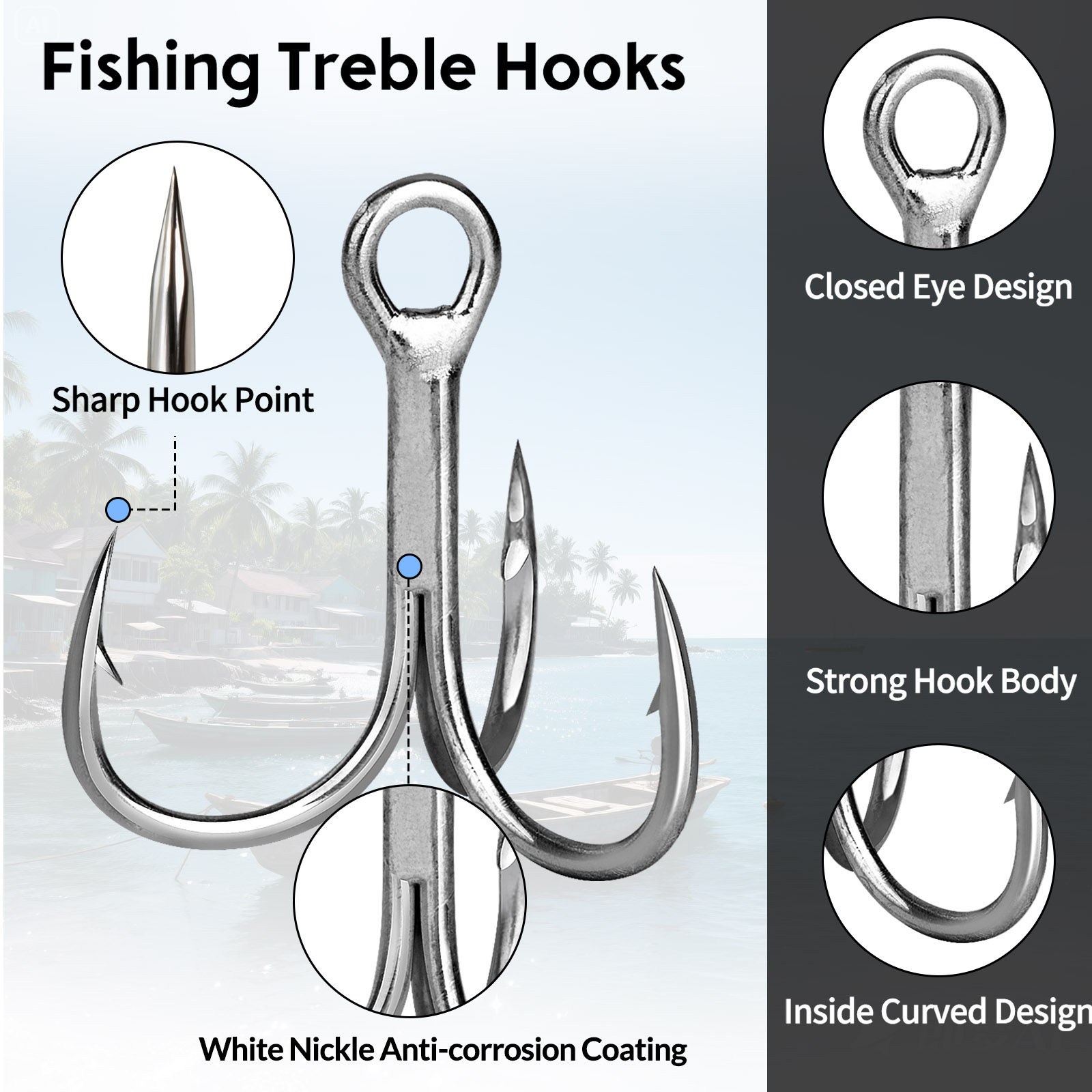 Тройные крючки для морской рыб – обзор и цена Fishing Hook Offset